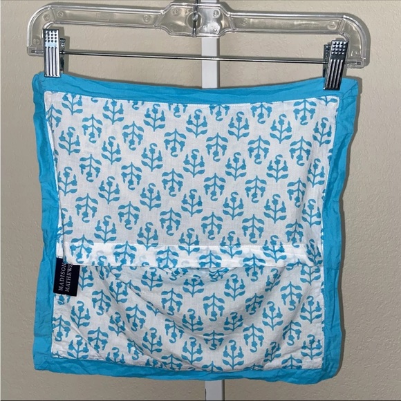 Madison Mathews Pillow Covers Set Of 2 Turquoise White Hand Block Print 12x12 - Picture 11 of 11